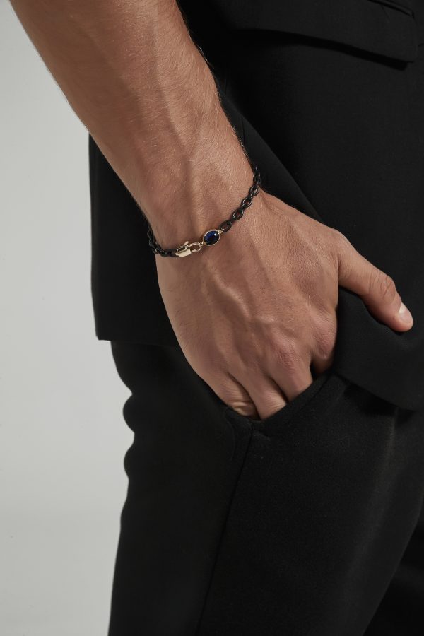 Minimalist Design Men's Gold Sapphire Bracelet - Image 5