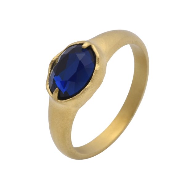 Elegant Black Band Ring With Striking Blue Gemstone (Copy) - Image 4